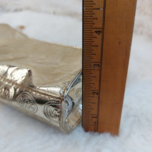 Michael Kors Women's Gold Charm Signature Metallic Mini /Cosmetic Bag - Picture 10 of 10